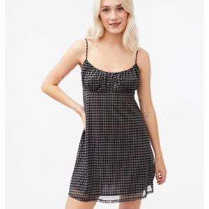 Plaid mesh slip dress